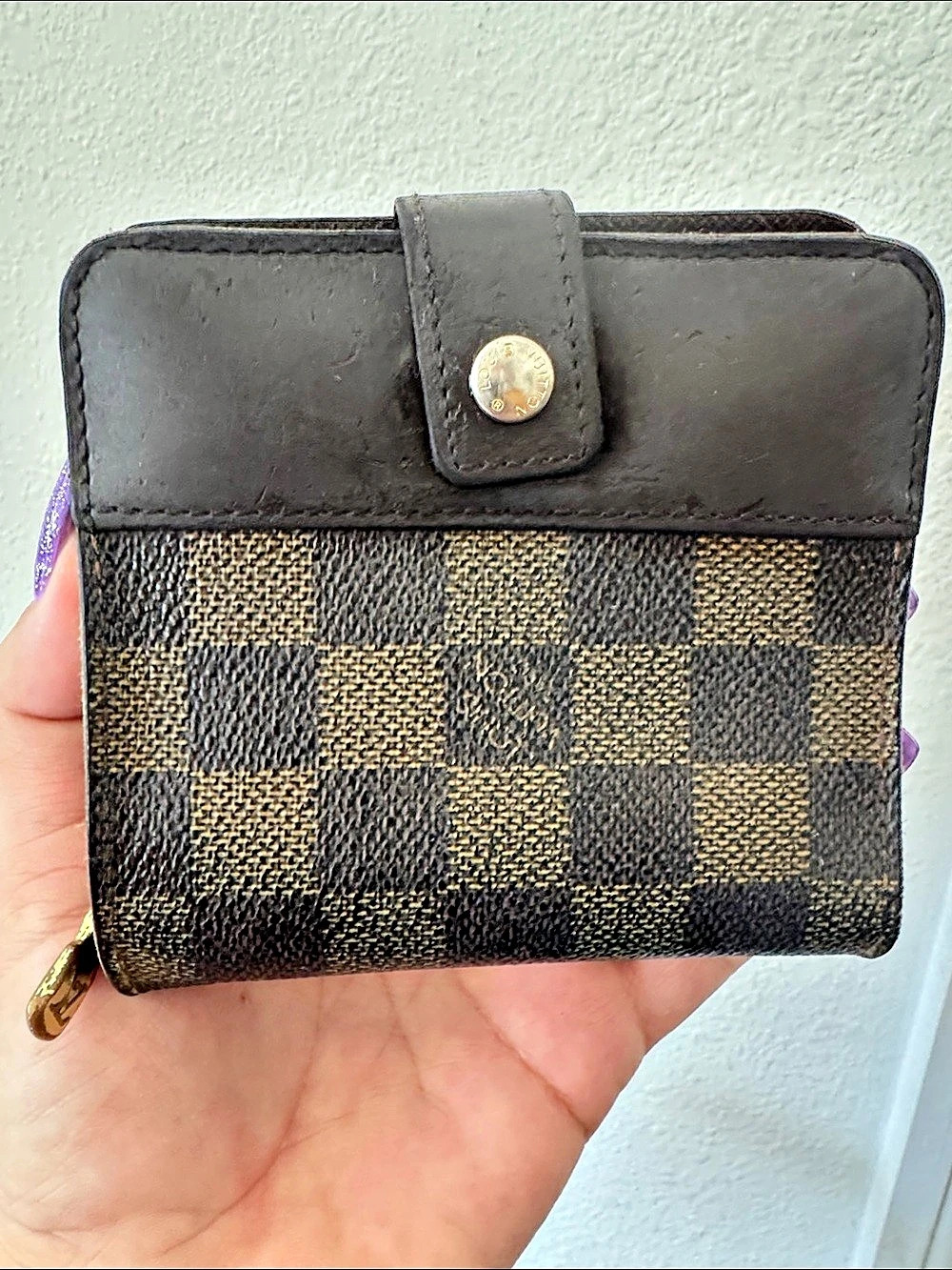 Louis Vuitton Damier Ebene Compact Zip Wallet Brown & Black